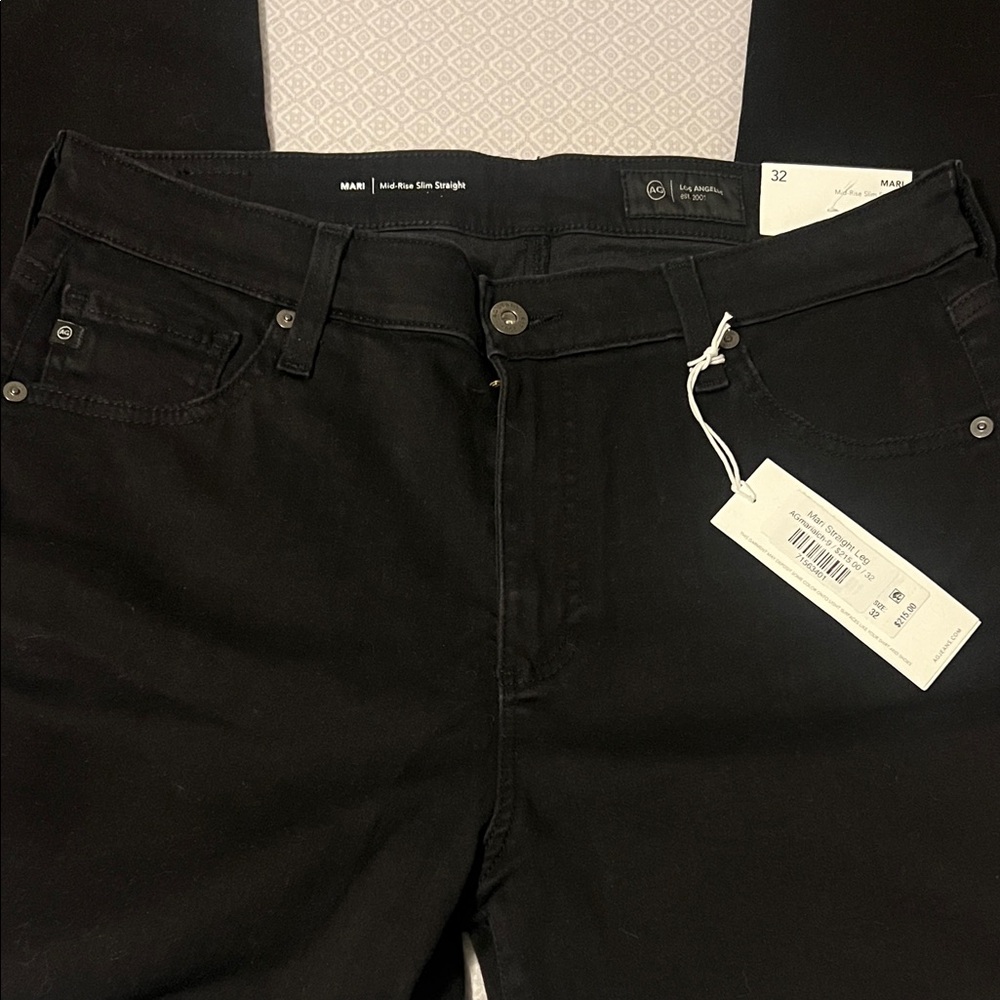 AG Adriano Goldschmied Black Straight Leg Jeans